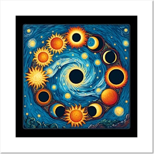 Phases Of Solar Eclipse - Van Gogh Style Posters and Art